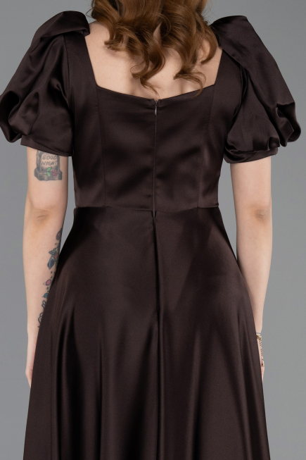 Abendkleid Lang Satin Braun ABU6005
