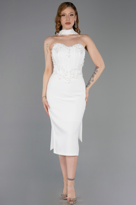 Partykleid Midi Weiß ABK2593