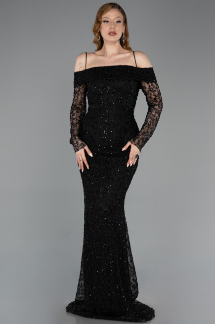 Abendkleid Lang Spitze Schwarz ABU6004