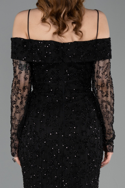 Abendkleid Lang Spitze Schwarz ABU6004