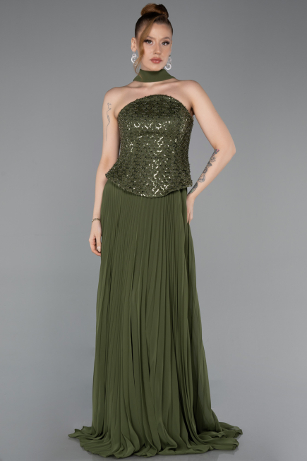 Abendkleid Lang Chiffon Khaki ABU6011
