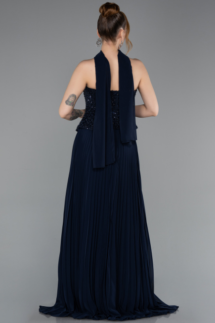 Abendkleid Lang Chiffon Marineblau ABU6011