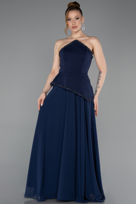 Abendkleid Lang Chiffon Marineblau ABU5681