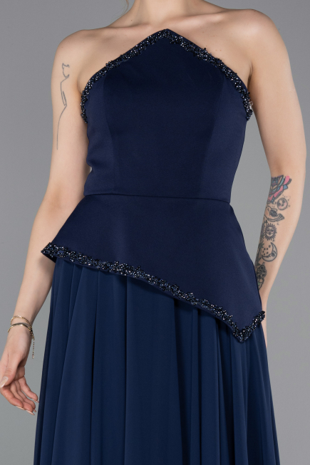 Abendkleid Lang Chiffon Marineblau ABU5681