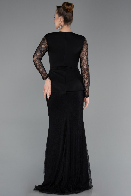Abendkleid Lang Spitze Schwarz ABU6014