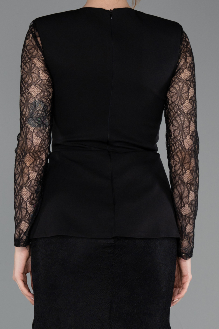 Abendkleid Lang Spitze Schwarz ABU6014