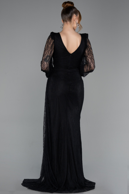 Standesamtkleid Lang Spitze Schwarz ABU6016