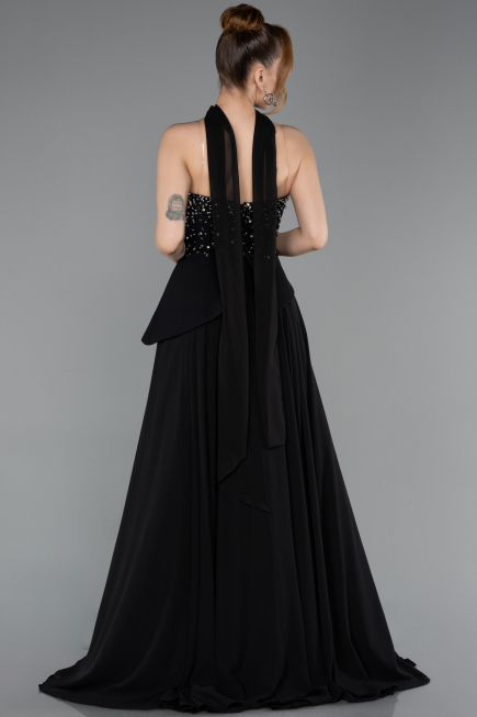 Abendkleid Lang Chiffon Schwarz ABU6018