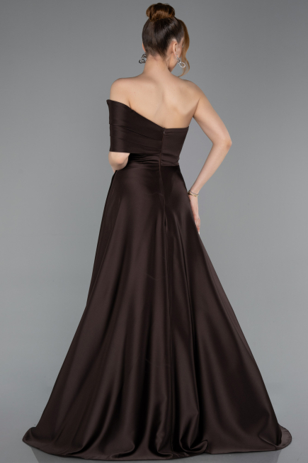 Abendkleid Lang Satin Braun ABU6019
