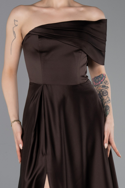 Abendkleid Lang Satin Braun ABU6019