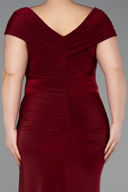 Abendkleid in Übergröße Lang Weinrot ABU5900