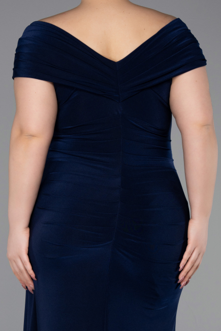 Abendkleid in Übergröße Lang Marineblau ABU5900