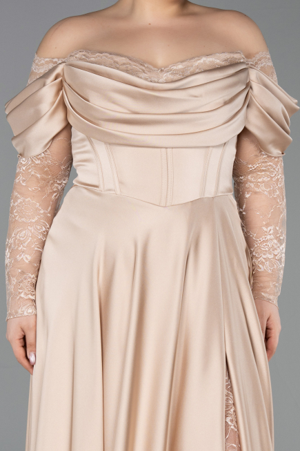 Gold Kleider İn Großen Größen Satin Lang ABU5261