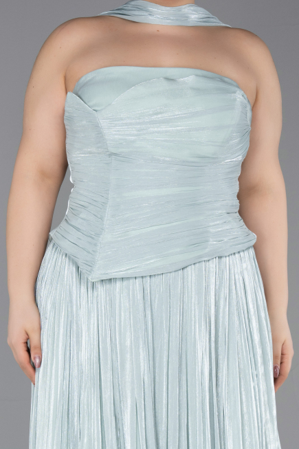 Kleider in Großen Größen Lang Chiffon Minzgrün ABU5958