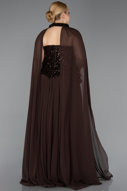 Abendkleid in Übergröße Lang Chiffon Braun ABU5940