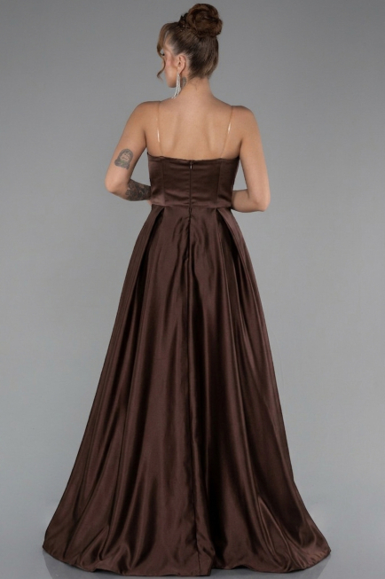 Braun Abschlusskleid Satin Lang ABU5105