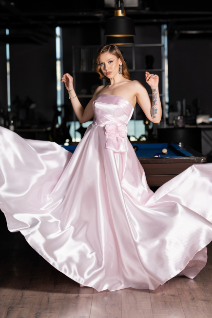 Standesamtkleid Lang Satin Puder ABU5998
