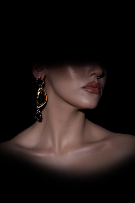 Ohrschmuck Schwarz-Gold DF1046