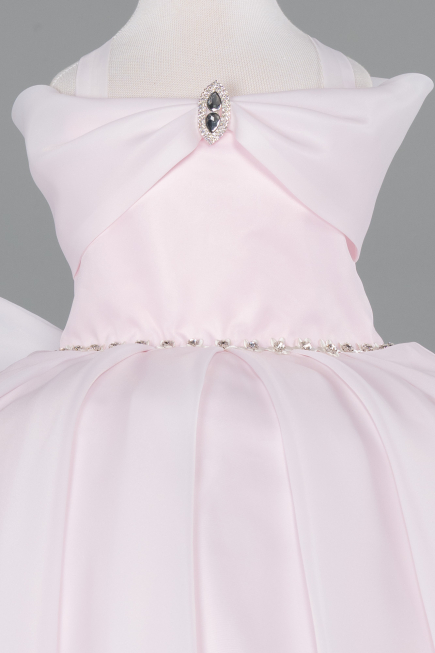 Brautkleid für Kinder Lang Satin Puder ABG175