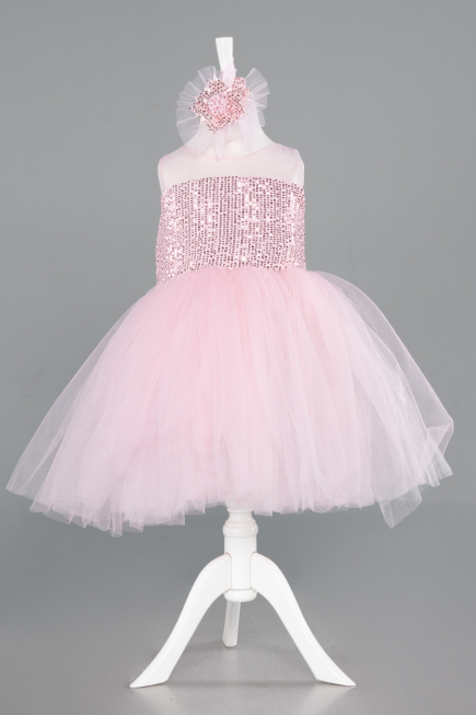 Abendkleid für Kinder Kurz Puder ABK2572