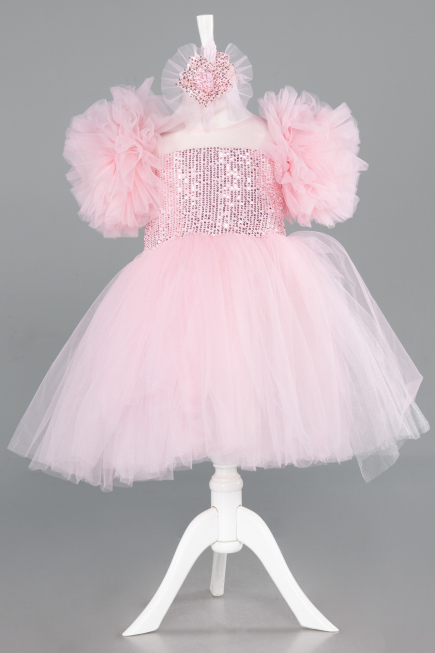 Abendkleid für Kinder Kurz Puder ABK2572