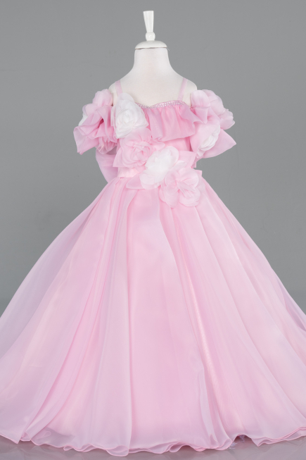 Brautkleid für Kinder Lang Satin Puder ABG182