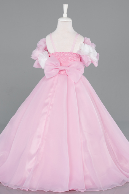 Brautkleid für Kinder Lang Satin Puder ABG182