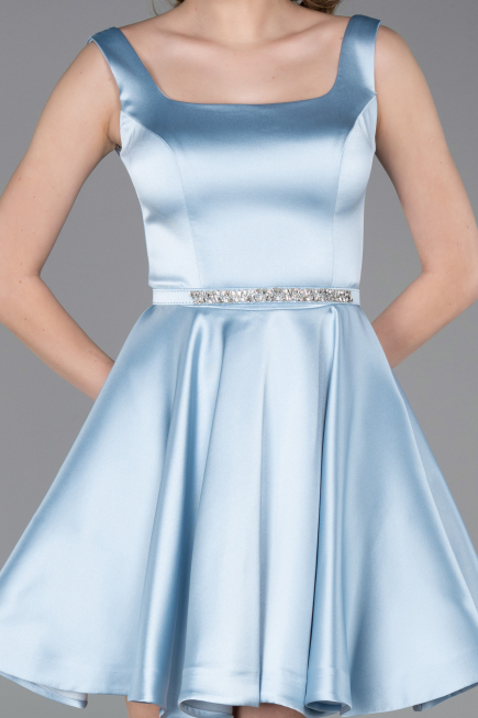 Partykleid Kurz Satin Eisblau ABK2606