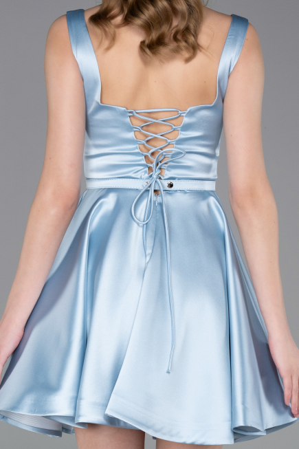 Partykleid Kurz Satin Eisblau ABK2606