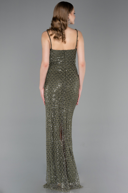 Abendkleid Lang Schuppig Khaki ABU6039