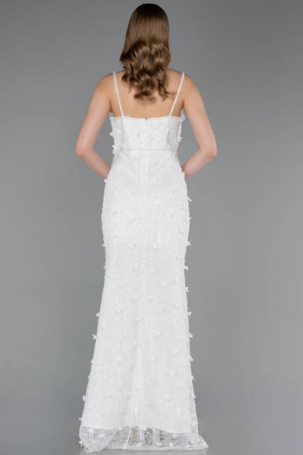 Standesamtkleid Lang Spitze Weiß ABU6040