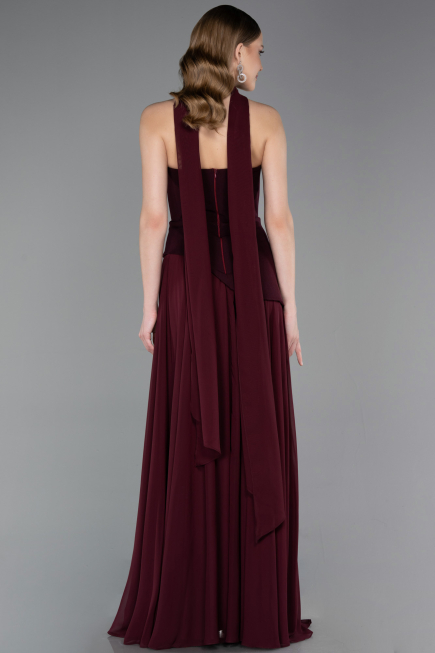 Abschlusskleid Lang Chiffon Kirschrot ABU6042