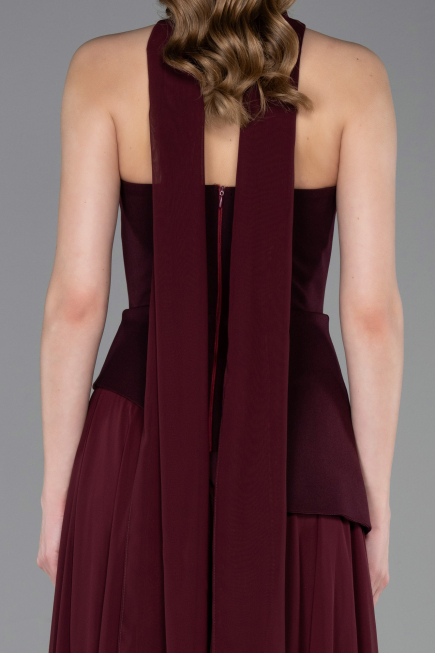 Abschlusskleid Lang Chiffon Kirschrot ABU6042