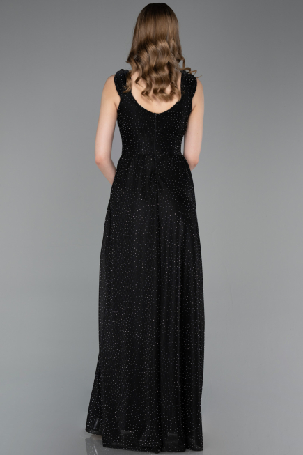 Abschlusskleid Lang Schwarz-Silber ABU6045