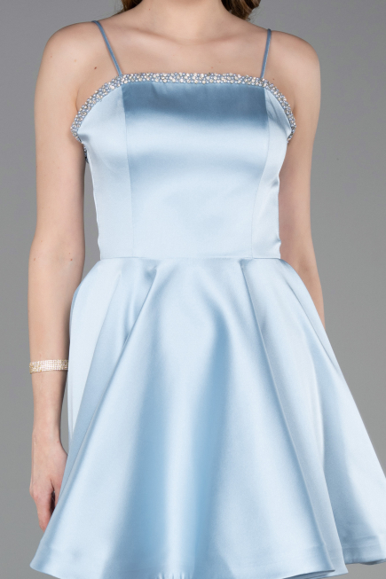 Partykleid Kurz Satin Eisblau ABK2603