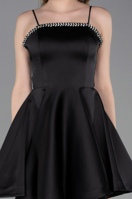 Partykleid Kurz Satin Schwarz ABK2603