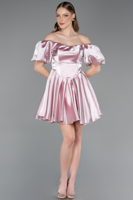 Partykleid Kurz Satin Puder ABK2605