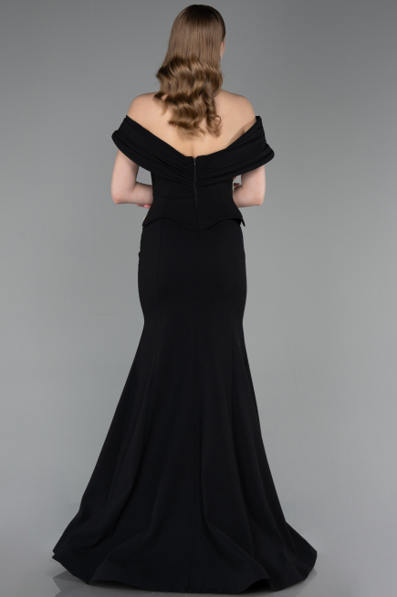 Abendkleid im Meerjungfrau-Stil Lang Schwarz ABU6046