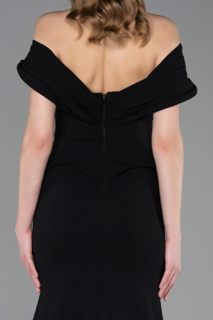 Abendkleid im Meerjungfrau-Stil Lang Schwarz ABU6046