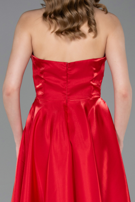 Abendkleid Lang Satin Rot ABU6049