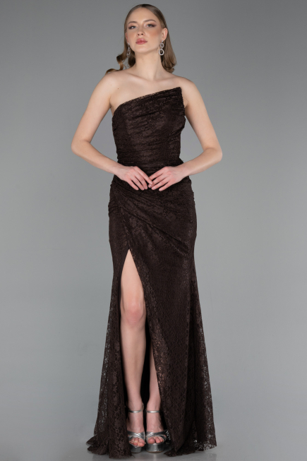 Abendkleid Lang Spitze Braun ABU6050