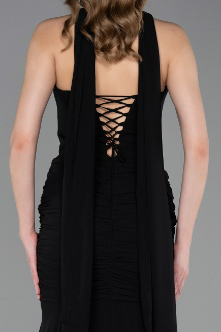 Abendkleid Lang Chiffon Schwarz ABU6055