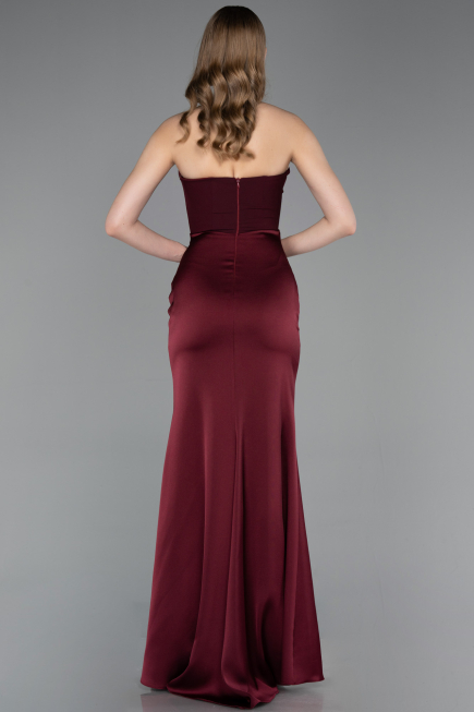 Abschlusskleid Lang Satin Weinrot ABU6061