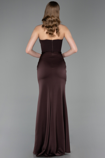 Abschlusskleid Lang Satin Dunkelbraun ABU6061