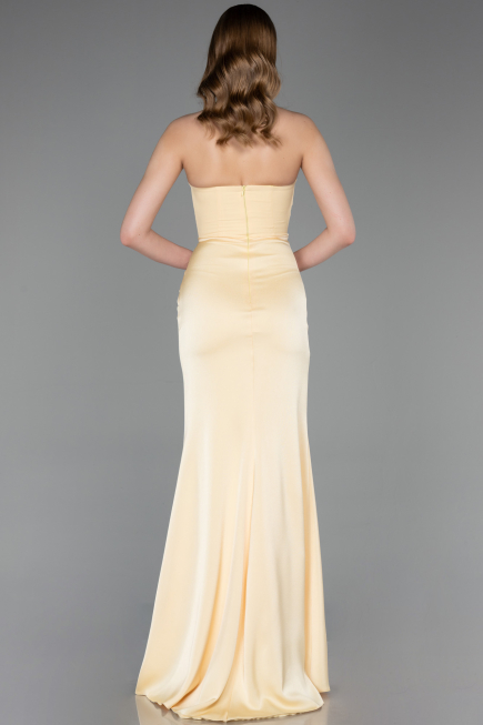 Abschlusskleid Lang Satin Gelb ABU6061
