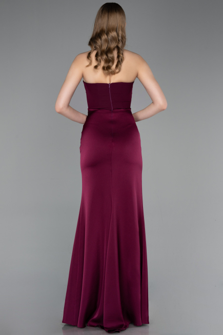 Abschlusskleid Lang Satin Kirschrot ABU6061