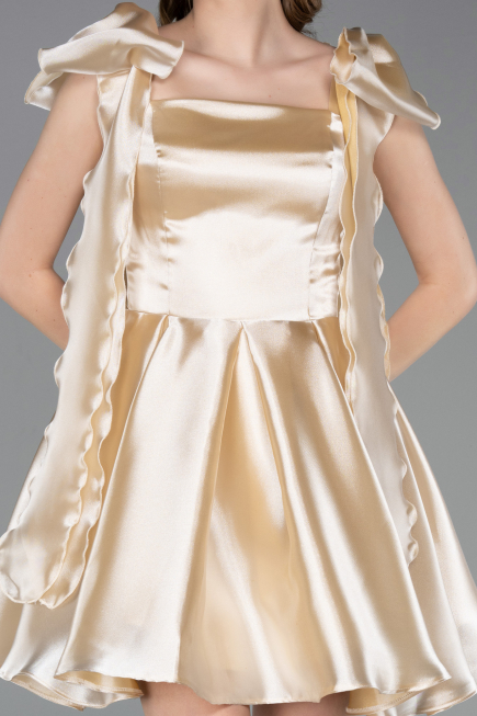 Partykleid Kurz Satin Beige ABK2607