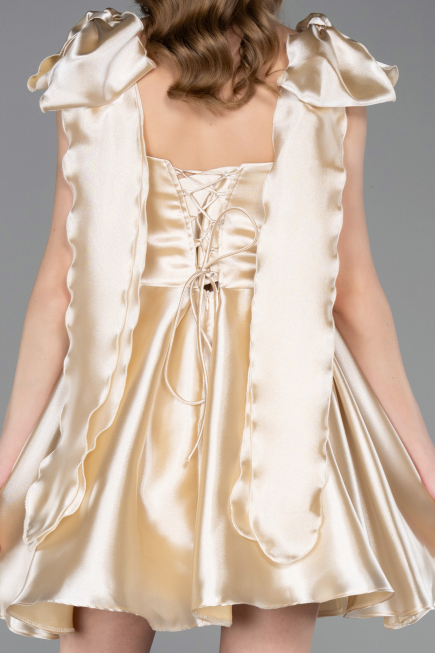 Partykleid Kurz Satin Beige ABK2607