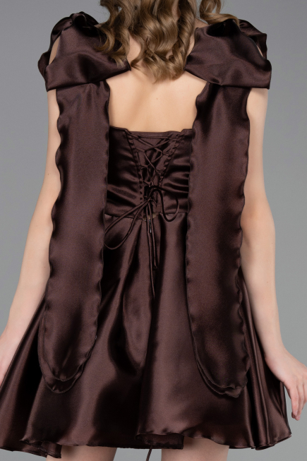 Partykleid Kurz Satin Braun ABK2607