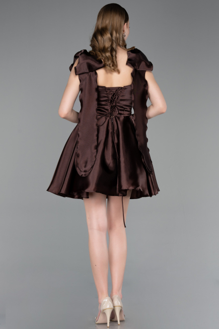 Partykleid Kurz Satin Braun ABK2607